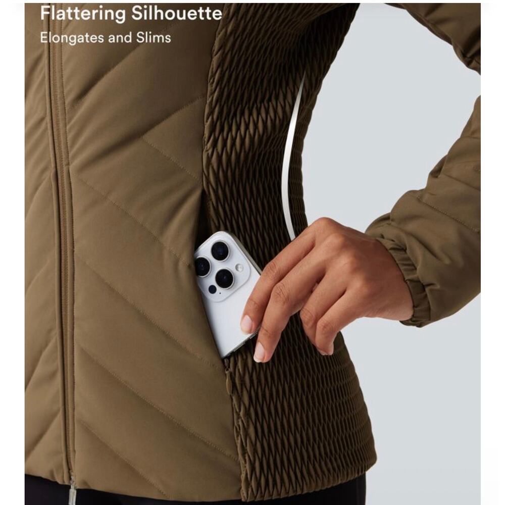 New Halara PuffFlex Removable Hood Shirred Casual Padded Jacket with Pockets - Picture 6 of 10
